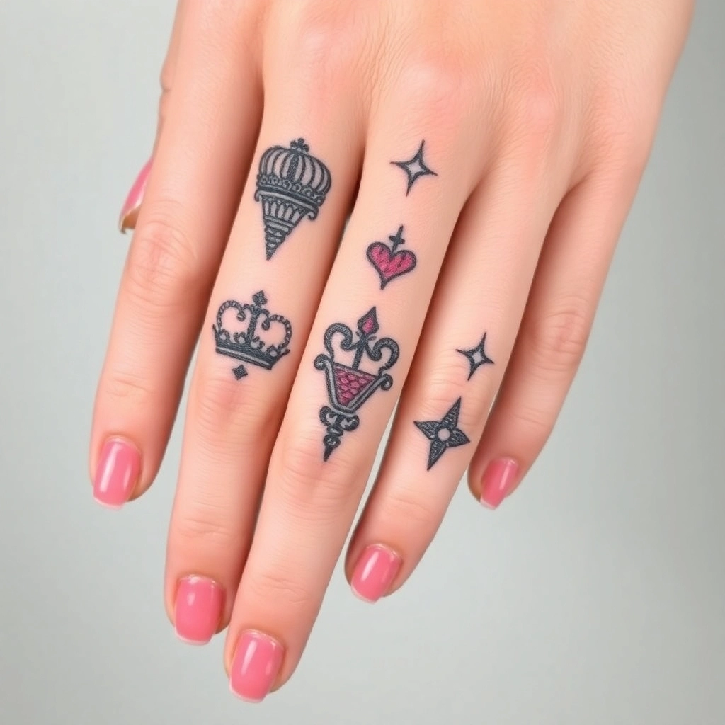 a close up of a hand with tattoos